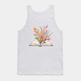 Pastel Wildflowers growing from an open book Tank Top